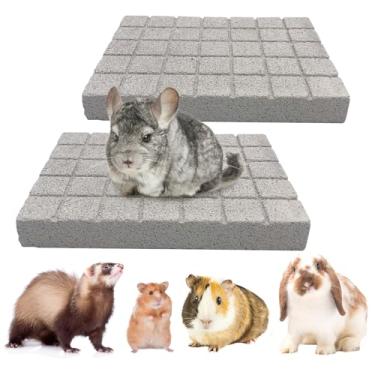 Imagem de BNOSDM 2 unidades de almofadas de garra para moagem de coelho, 2 unidades de almofadas de coelho para arranhar os pés, pedra vulcânica natural para moer dentes, coelho branco, brinquedo para mastigar