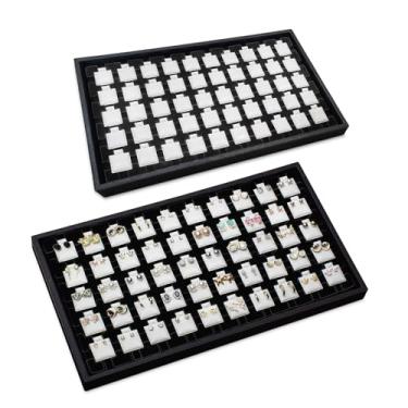 Imagem de Ikee Design Conjunto de 2 peças de bandeja de exibição de brincos pretos com 50 organizadores de cartões de brinco, bandeja de joias para coleção de brincos, 100 peças de cartões inchados de brinco