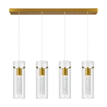 Imagem de BBLLWJ Luminária pendente de teto para ilha de cozinha, luminária pendente dourada LED integrada com cristal bolha de vidro pendente luminária pendente moderna ilha de cozinha (4 luzes)