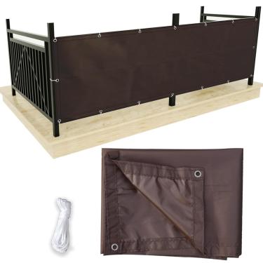 Imagem de Abrotain Cobertura de cerca de tela de privacidade para varanda à prova d'água 3'3"x9'22.9 cm Toldo de toldo decorativo cobertura de cerca com ilhós para deck pátio quintal varanda trilhos