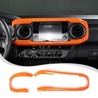 Imagem de LLKUANG ABS Car Central Console Painel Ar Condicionado Tomada Moldura Guarnição Apto para Toyota Tacoma 2016-2020 (Laranja)