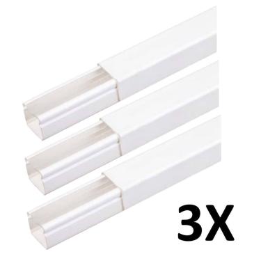 Imagem de Kit 3 Canaletas Cabos Fios Fita Dupla Face 2Mt Branco