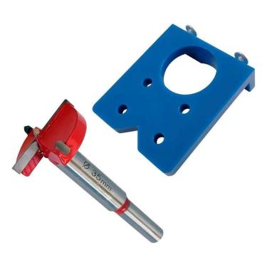 Imagem de 2X Kit Gabarito Guia Para Dobradiça Caneco + Broca Fresa 35M