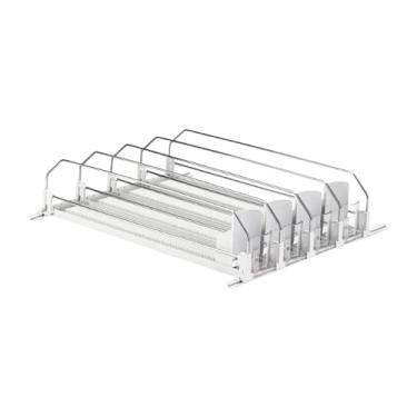 Imagem de ＫＬＫＣＭＳ Organizador de bebidas para geladeira, dispensador de latas empilháveis, armazenamento de bebidas com mola para máquinas de venda automática, cozinha, Branco