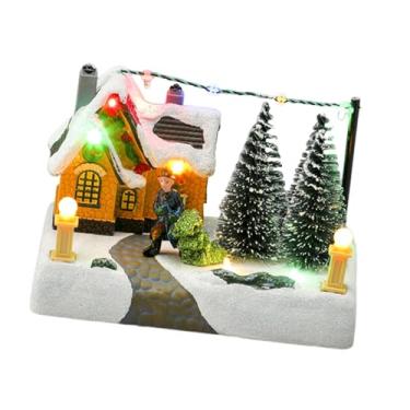 Imagem de Fancyes Decoração de mesa para casa de vila natalina, enfeites de centro de mesa com música e luz para exposição na da sala de estar, Boneca