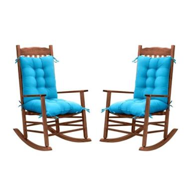 Imagem de TESICA Conjunto de 2 almofadas grossas para cadeira de balanço com encosto alto macio almofada de assento de pátio para jardim, varanda, gramado, uso azul celeste