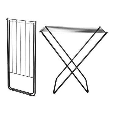 Imagem de Varal De Chão Para Roupas Portátil E Retrátil Preto
