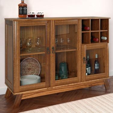 Imagem de Balcão Buffet Paris 3 Portas 1 Prateleira com Vidro Ypê - Rodmoveis