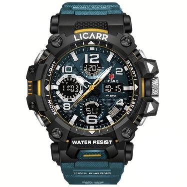 Imagem de Relógio Digital Masculino à Prova De água 5atm Duplo Display Esportivo Quartzo Verde Escuro