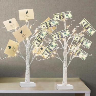 Imagem de Árvore de nascimento branca Money Tree PEIDUO iluminada 56 cm 24LT, co