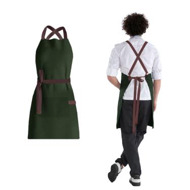 Imagem de Avental Verde Alça Cruzada Marrom Restaurante Cafeteria 10un