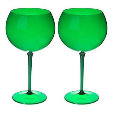 Imagem de Taça De Gin 600ml Kit 2un Acrílico Alto Padrão Resistente (VERDE)