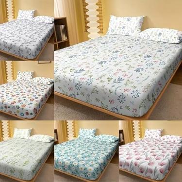 Imagem de Jogo Lençol Casal Queen Kit 3 Peças Com Elástico Estampa Sortidas e Fronhas Tecido Malha Cama Macio(ESTAMPA VARIADA,CAMA QUEEN)