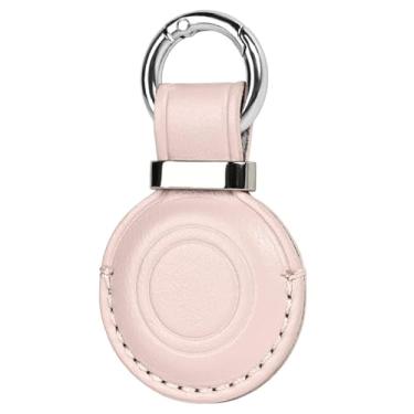 Imagem de MOLOVA Pacote com 1 suporte de Airtag de couro genuíno feito à mão, para porta-chaves Apple AirTag, design compacto com chaveiro AirTag, suporte seguro para Airtags com trava de anel de aço inoxidável