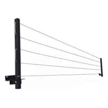 Imagem de Varal Retrátil, Dobrável De Parede Em Aço, Cabo De Aço Encapado