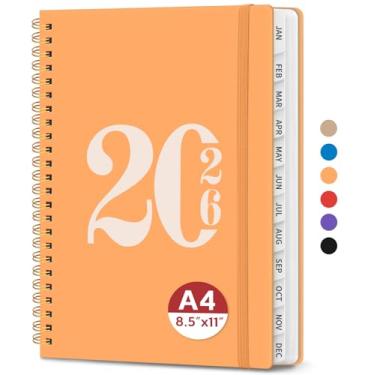 Imagem de Agenda 2026, agenda semanal e mensal, janeiro de 2026 a dezembro de 2026, agenda de calendário de capa dura com abas e bolso interno, material escolar para mulheres e homens - A4 (21,6 cm x 28 cm