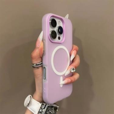 Imagem de Capa de celular 2 em 1 Candy Color para iPhone 17 Air 16 e 15 14 Plus 13 11 12 Pro Max, transparente, fosca e macia, roxa