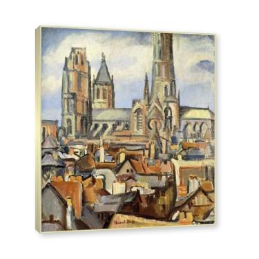 Imagem de Moldura de champanhe. Impressões Raoul Dufy, (The Roofs of Rouen), pôster de viagem vintage, arte impressionista, imagem de arte de parede em tela para decoração de casa. 40 x 48 cm - 15,7 x 18,9 pol