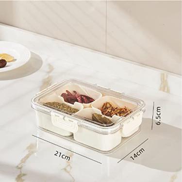 Imagem de Cryfokt Caixa de Armazenamento Divisor Multi Grades para Geladeira - Recipiente de Plástico para Bolinhos, Legumes, Frutas - Adequado para Organização de Cozinha Doméstica (4 grades pequenas)