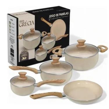 Imagem de Jogo de Panela Antiaderente Cerâmica com Tampa de Vidro 4 Peças Revest