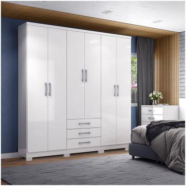 Imagem de Guarda Roupa Casal 06 Portas 03 Gavetas City Henn Branco