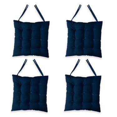 Imagem de 4 Assento Futon 40x40 Unidades Almofada Para Cadeira Banco Pallet(Azul-marinho)