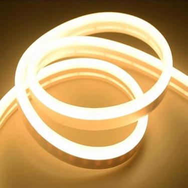 Imagem de Fita de LED Mangueira Neon 5 Metros IP65 Flexível Com ou Sem Fonte | 8 Cores (Branco Quente,Com Fonte)