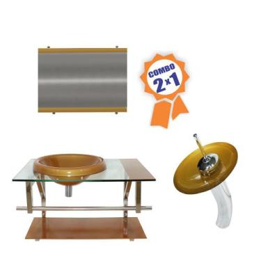 Imagem de Combo 2 em 1 - Gabinete  70cm França + Torneira Ibiza - EKASA, Dourado