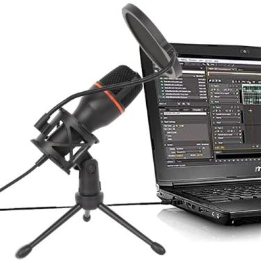 Imagem de Microfone condensador USB ME4, preto, padrão cardioide, microfone de gravação unidirecional com suporte ajustável para jogos, transmissão ao vivo