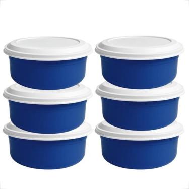 Imagem de Kit Saladeira 4,6L 10 Unidades Coloridas com Tampa Branca Em Plástico 