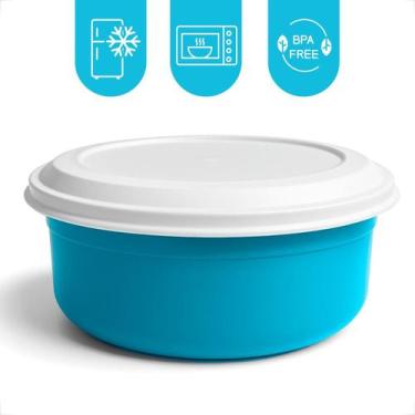 Imagem de Tigela Saladeira Redonda Kit 5 Potes Plastico Com Tampa 4,6L Cozinha S