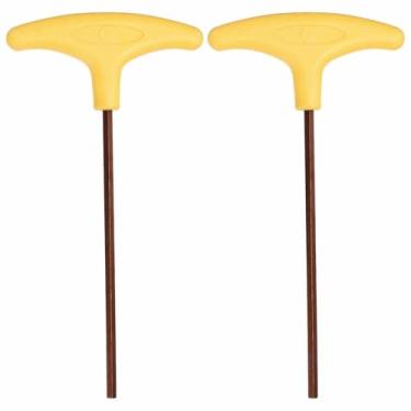Imagem de HARFINGTON 2 chaves sextavadas com cabo em T de 6 mm métrico S2 braço longo amarelo chave em T ponta plana chave hexagonal interna ferramenta de reparo para manutenção de automóveis domésticos reparo