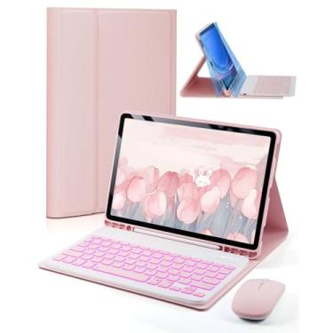 Imagem de Capa para Samsung Galaxy Tab A9 com teclado Galaxy Tab A9 22.1 cm 2023 SM-X110/SM-X115 Dazzle Magic Keyboard Backlit Suporte de lápis embutido com mouse - Rosa