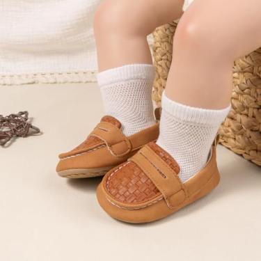 Imagem de Mocassins para bebês meninos meninas sola macia mocassins meninas primeira caminhada sapatos sociais, A01/marrom, 12-18 Months Toddler