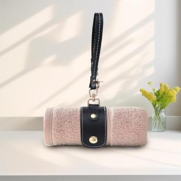 Imagem de Porta-luvas de couro vintage, suporte de alça com fecho para bolsa, chapéu, toalha, acampamento, turismo, bolsa feminina de presente (preto)