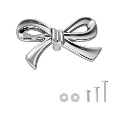 Imagem de CEYMIO Pacote com 8 maçanetas de cômoda de níquel escovado, alças decorativas grandes de gaveta para quarto de meninas e quarto de berçário