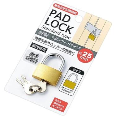 Imagem de Cadeado de latão padrão com 2 chaves, 25 mm de largura, trava de segurança interna, metal dourado, viagem, armazenamento, academia