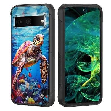Imagem de wiaekosef Capa para Pixel 7a, capa protetora resistente de camada dupla de policarbonato rígido e silicone macio resistente à prova de choque para Google Pixel 7a 6,1 polegadas 2023, tartaruga marinha nadando debaixo d'água