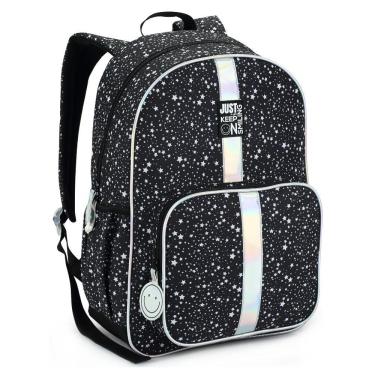 Imagem de Mochila De Costas Just Keep On Smiling For Girls Denlex Preto