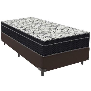 Imagem de Cama Box Marrom E Colchão Airtech 150 Espuma D45 Solteiro Ortobom