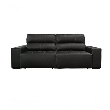 Imagem de Sofá Retrátil E Reclinável De Couro Atami 2,30 M Preto Pigmentado - Mempra Design
