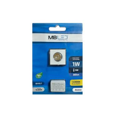 Imagem de Mini Spot Led De Embutir Quadrado 1w 3000k Branca