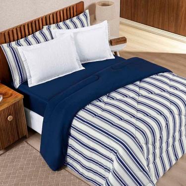 Imagem de Edredom Mimis Casal Queen Tecido Malha Dupla Face 100% Algodão Extra Macio - Marinho