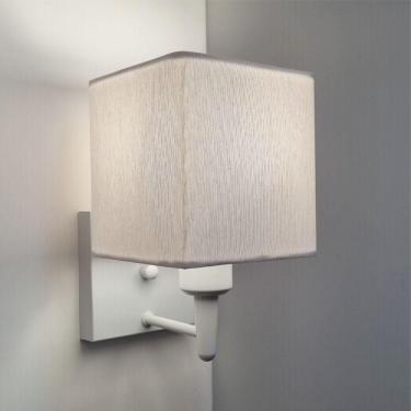 Imagem de Arandela Quadrada Vivare Md-2006 Base Branco Cúpula Em Tecido - Bivolt Branco-branco 127-220v