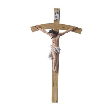 Imagem de Ｂｅｓｇａ Cruz de parede pequena de 32 cm (12,6") com crucifixo de Jesus para altar, decoração cristã, decoração de casa, presente religioso.