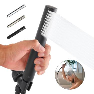 Imagem de SUPPLYGIANT Chuveiro de alta pressão, cabeça de chuveiro portátil, bastão de chuveiro preto fosco, 2,5 GPM, pulverizador de chuveiro de design moderno, rosto de 5 cm