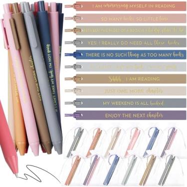 Imagem de Tinlade Conjunto de 10 marcadores de livro de Natal para amantes de livros a granel com canetas esferográficas e bolsa para livros de Natal, bibliotecárias, mulheres, igreja, leitor de livros