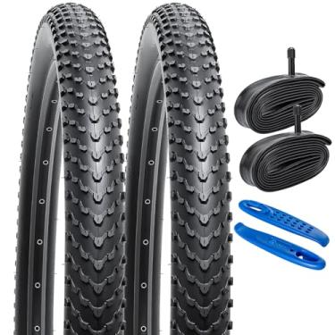 Imagem de YUNSCM 2 peças de pneus de mountain bike de 66 cm 26 x 2,40/60-559 e 66.0 cm válvula Schrader compatível com off-road bike 26x2,35 26x2,40 pneus e tubos de bicicleta (Y-782)