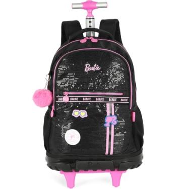 Imagem de Mochila com Rodinha, Luxcel, Barbie, Preto, G, com Paetê