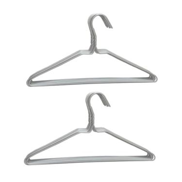 Imagem de Cabides de arame revestidos de plástico branco 16" (40,5 cm) – Cabides de roupas de aço resistente à ferrugem para secagem por gotejamento e uso diário, pacote com 20